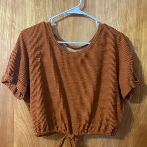 Brown/Orange Aeropostale Open Back Crop Top